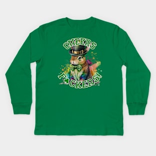 Cheers F ckers Leprechaun Bunny Kids Long Sleeve T-Shirt